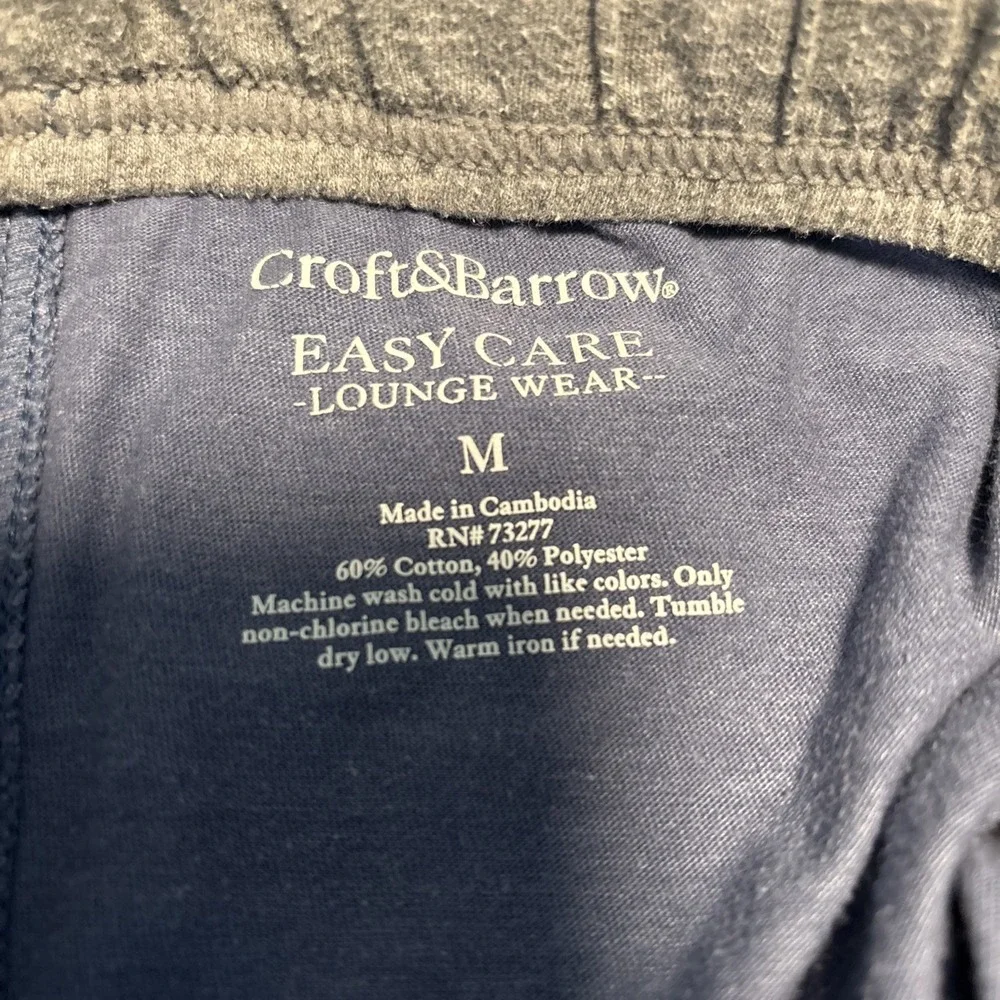 Croft & Barrow Mens Blue Lounge Pants Pajamas Elastic Drawstring Waist M